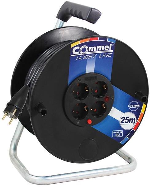Макара черна 40 м IP20 H05RR-F 3 G 2.5 mm2 термична защита 4 шуко Commel