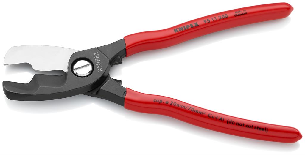 Ножици за рязане на кабел до 50мм2, червена ръкохватка 165мм, Knipex