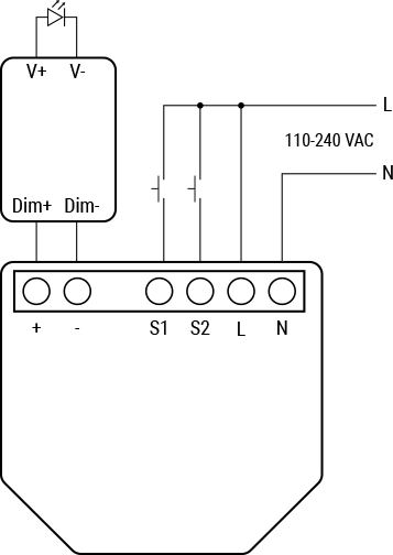 Микромодул Smart реле 1х димер 0-10V изисква неутрала Shelly Plus 0-10V Dimmer - 265703S