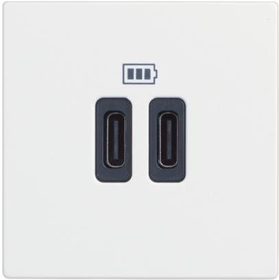 Розетка 2xUSB за зареждане тип С 3A 15W 2 мод. цвят Бял /блистер/ Classia Bticino