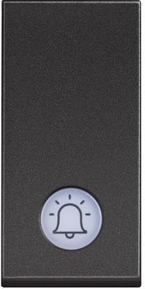 Бутон с подсветка 230V и символ звънец 1 мод. 10A цвят Черен /блистер/ Classia Bticino