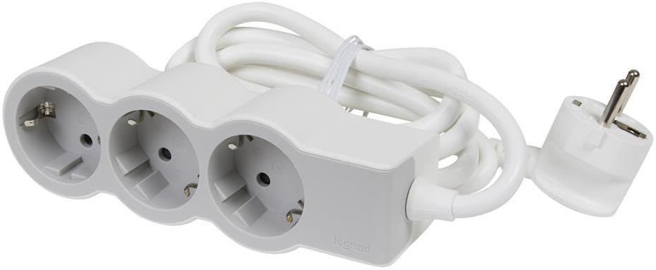 Разклонител БЯЛ 3x2P+E с кабел 3 метра / 3x1.5мм2 Standard NEW Legrand