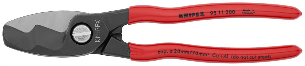 Ножици за рязане на кабел до 70мм2, червена ръкохватка 200мм, Knipex