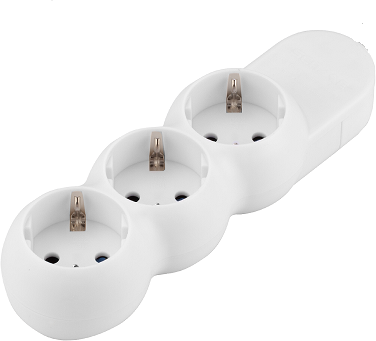 Разклонител БЯЛ 3 x 2 P + E без кабел Sicura Scame