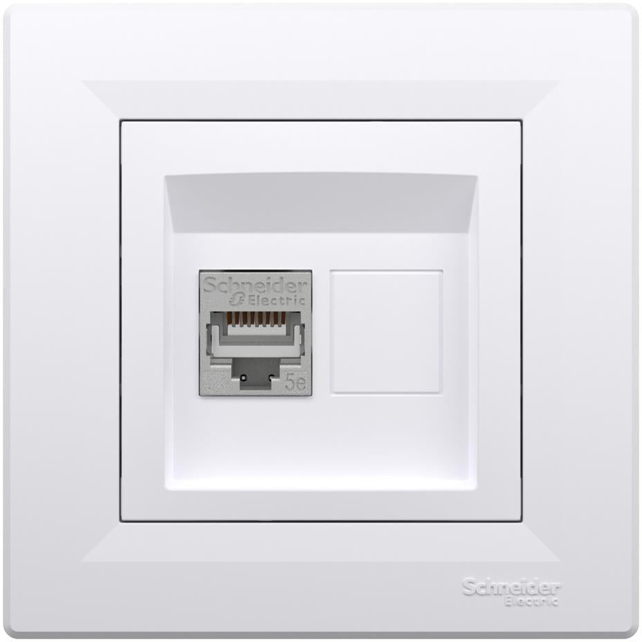 Розетка 1xRJ45 STP cat.5e моноблок цвят Бял Asfora SE