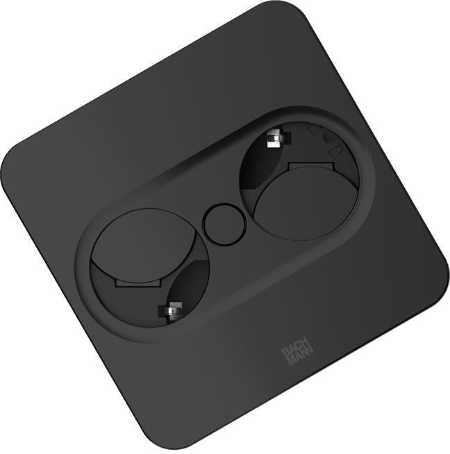 Модул TWIST 2 КВАДРАТЕН с 2 х Шуко , с кабел 2 м , цвят Черен, Bachmann