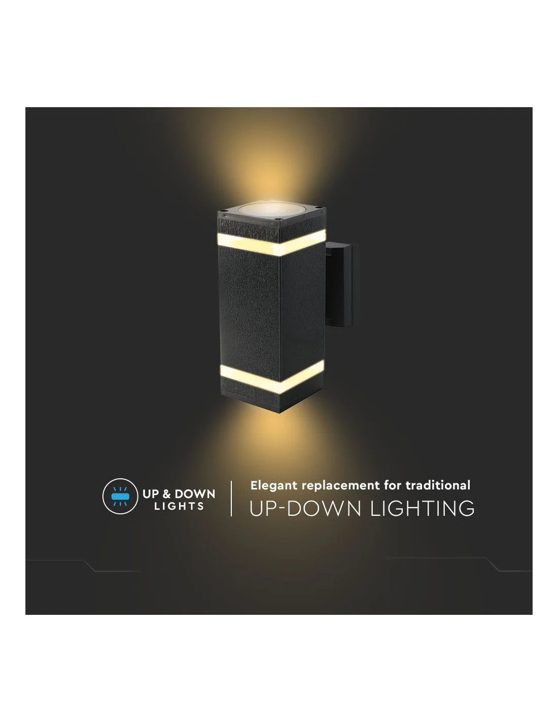 LED Стенна Лампа Черна Квадрат IP 44