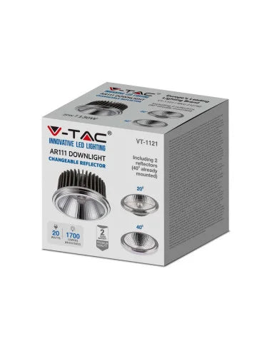 LED Крушка AR111 20 W Регулиращ Рефлектор 40 ` D / 20 `D 6400 K Silver