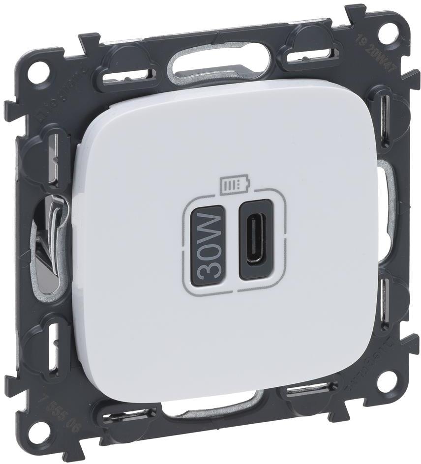 Розетка USB за зареждане тип C Power Delivery 30W цвят Бял Valena Allure (комплект с механизъм) Legrand