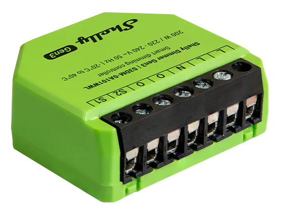 Микромодул Smart реле 1х димер 200VA без неутрала Shelly Dimmer Gen3 - 070526
