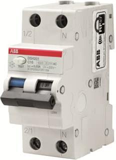 ДТЗ комбинирана DSH201 1P+N 16A крива C 30mA тип AC 6kA 2 мод. ABB