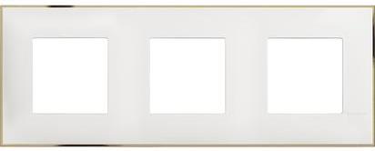 Рамка БЯЛ със ЗЛАТО 3х2 мод. НЕМСКИ СТАНДАРТ за монтаж върху носещи рамки 3х2 мод. /блистер/ Classia Bticino