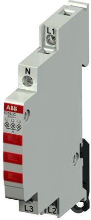 Индикатор трифазен DIN червен с LED UnLED E219-3C 1/2 модул 230-415V AC АВВ