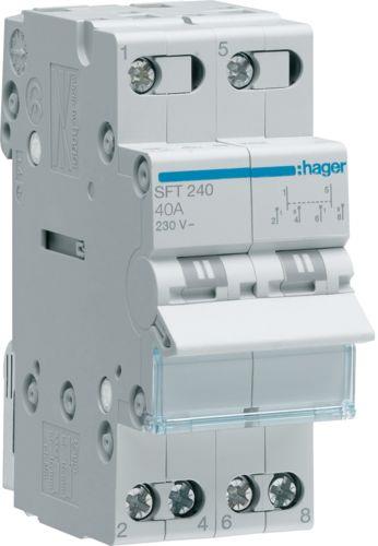 Ум шалтер I - 0 - II DIN монтаж SFT240 40 A 2 P 230 V 2 мод. Hager