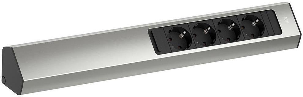 Модул CASIA 2 с 4 x Шуко с щора, цвят ИНОКС , с възможност за ъглов монтаж, захранващ кабел 2 м , Bachmann