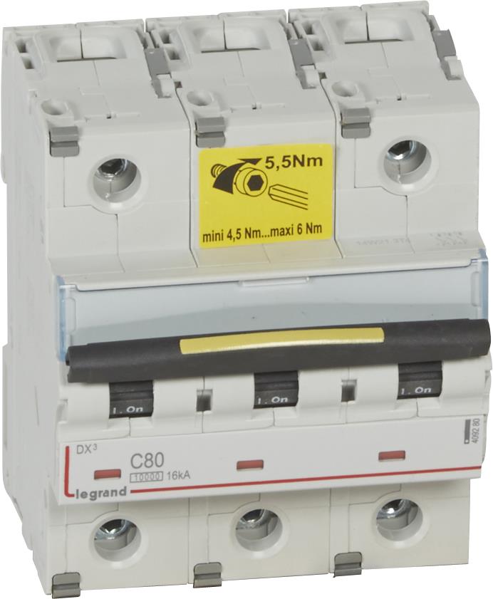 Автоматичен прекъсвач DX3 3 P 80 A крива С 10kA 4,5 мод. Legrand