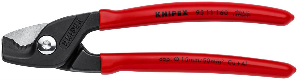 Ножици за рязане на кабел до 50мм2 StepCut, червена ръкохватка 160мм, Knipex