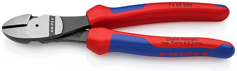 Клещи диагонални резачки усилени, синьо-червена ръкохватка 250мм, Knipex
