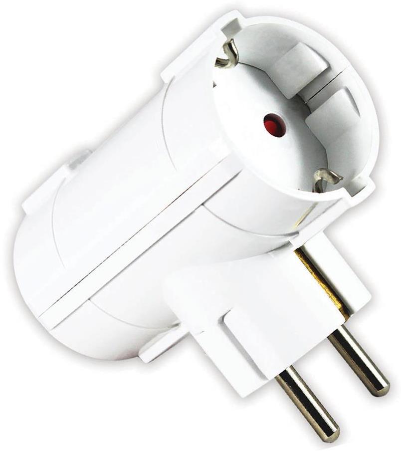 Адаптер за контакт 2 х Шуко Т - образен бял Commel