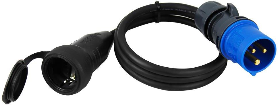 Адаптер с кабел H05RR-F 3G1,5мм2 1.5 м от СЕЕ 2 P + T 16 A подвижен щепсел към шуко подвижен куплунг Commel