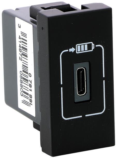 Розетка USB за зареждане тип C 1.5A 7.5W 1 мод. цвят Черен Mosaic Legrand/до изчерпване/