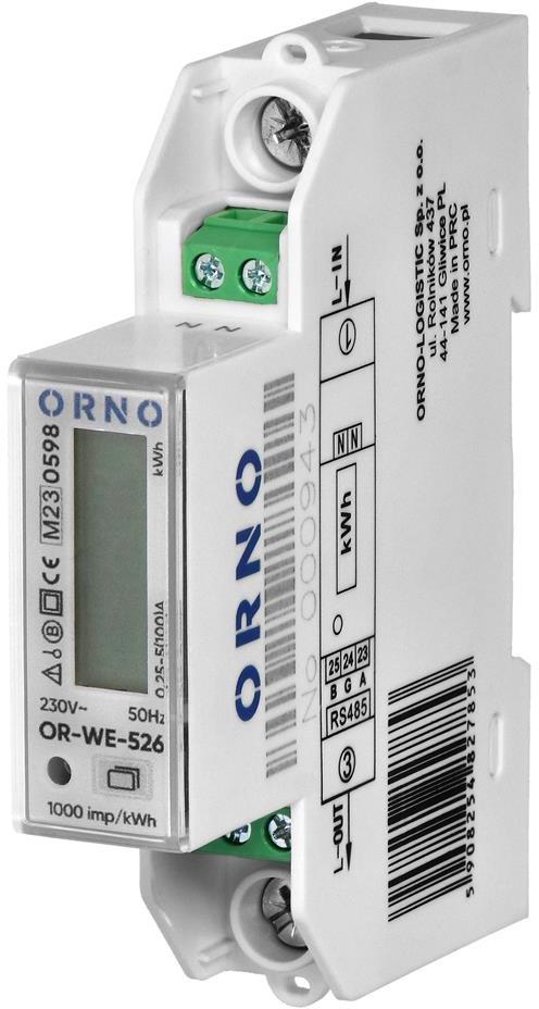 Монофазен електромер за ДИРЕКТНО мерене на ел. енергия, Modbus, до 4 тарифи, за DIN монтаж 1 мод, 100 A , MID ORNO