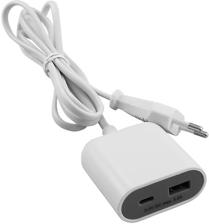 Адаптер за контакт бял с USB A + C 1 х шуко Commel