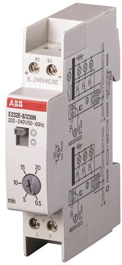 Стълбищен автомат E232E-8/230N, 1x 0.5m-20m, 1c/o 16A, 8…240Vac/dc 1 модул ABB