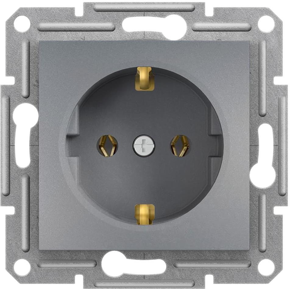 Контакт ШУКО 16A цвят Стомана Asfora SE