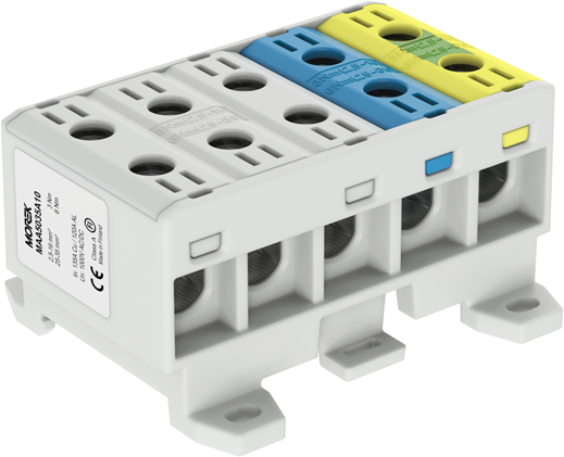 Тунелна клема L/N/E 5 P 135 A с 10 отвора OTL 35 - 5 x 5 x 1 x A l/ Cu 2,5 - 35 mm² 1000 V MOREK