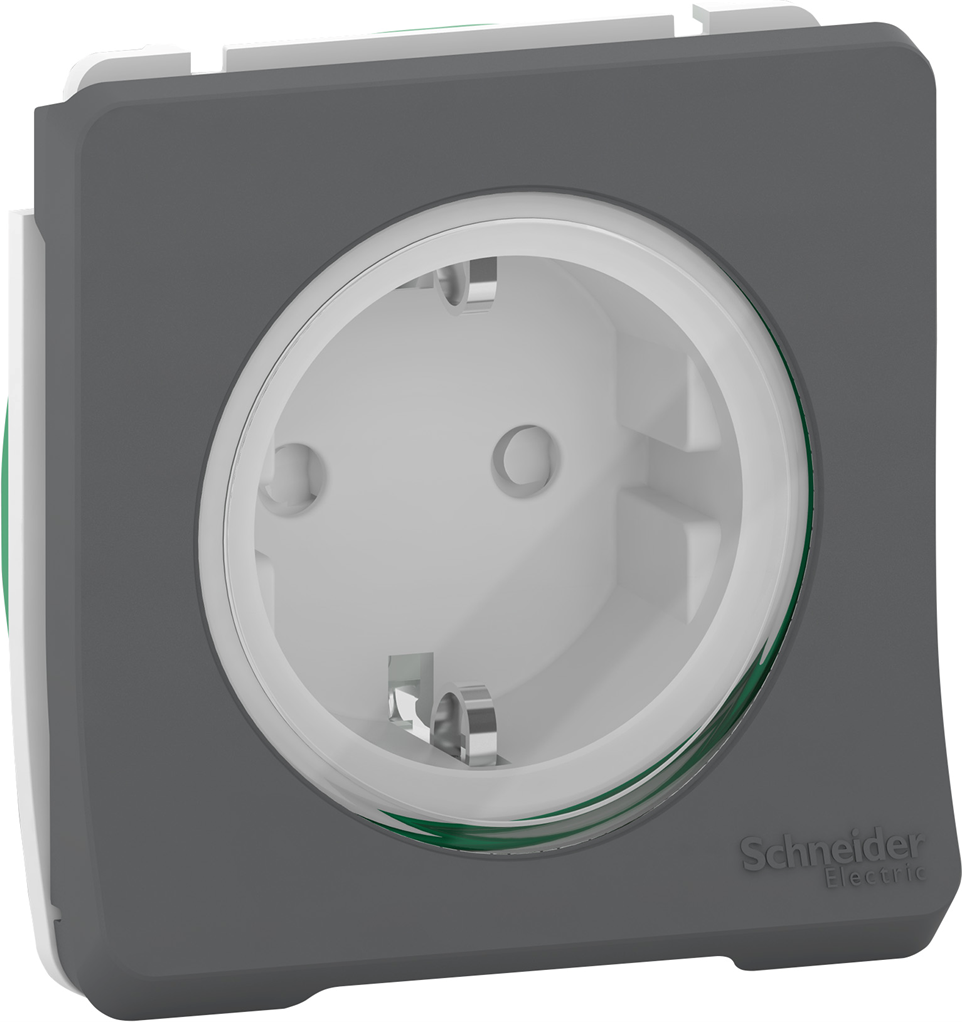 Контакт шуко 16A с детска защита механизъм IP55 автоматични клеми цвят Антрацит Mureva SE