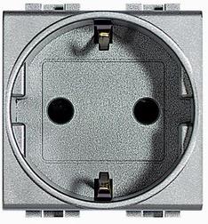 Контакт ШУКО 2P+E 2 мод. 16A цвят Алуминий LL Bticino