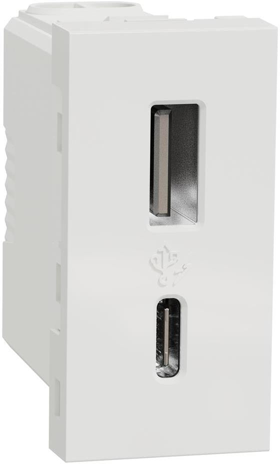 Розетка 2 х USB за зареждане тип A + C 2.4 A 12 W 1 мод. цвят Бял Unica SE