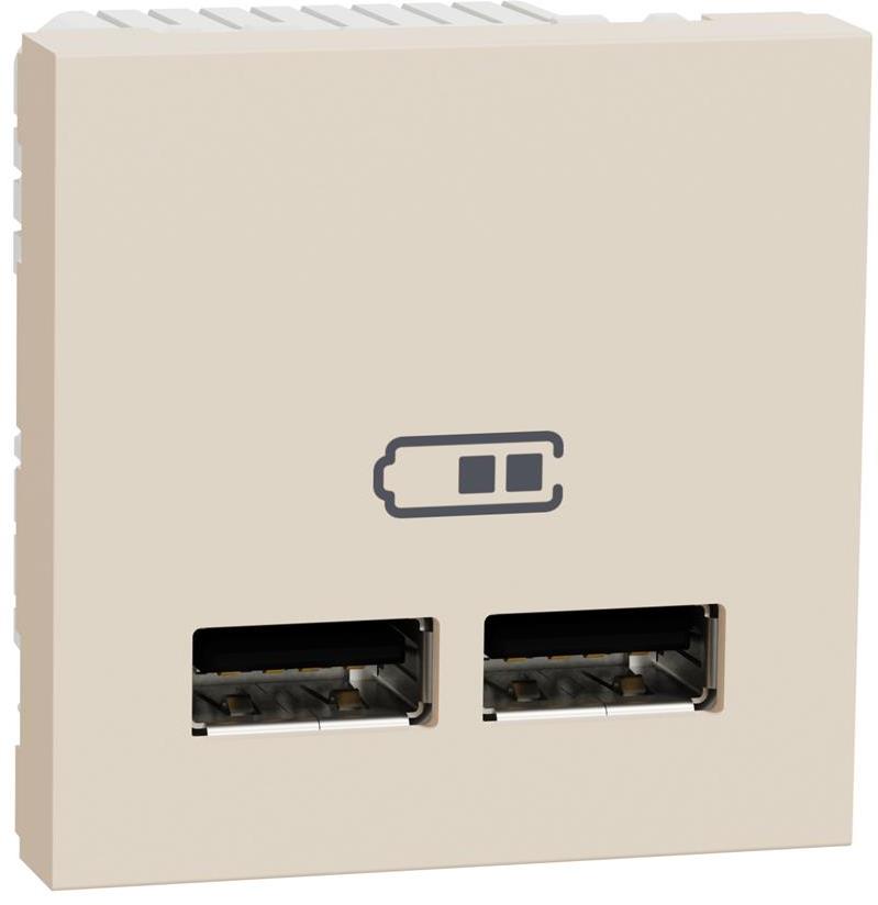 Розетка 2 х USB за зареждане тип A + A 2.1 A 10.5 W 2 мод. цвят Крем Unica SE