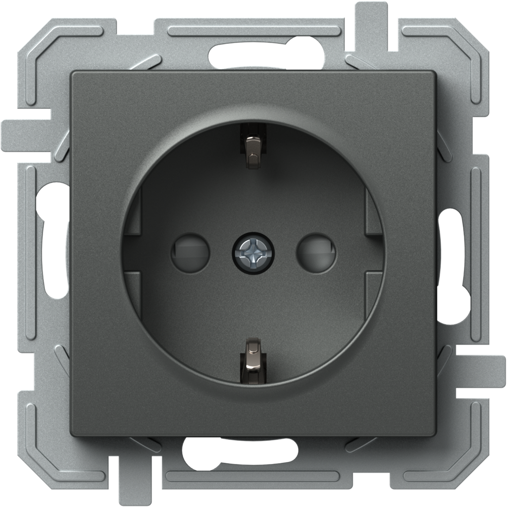 Контакт ШУКО 16 A с детска защита цвят Антрацит Logiq TEM