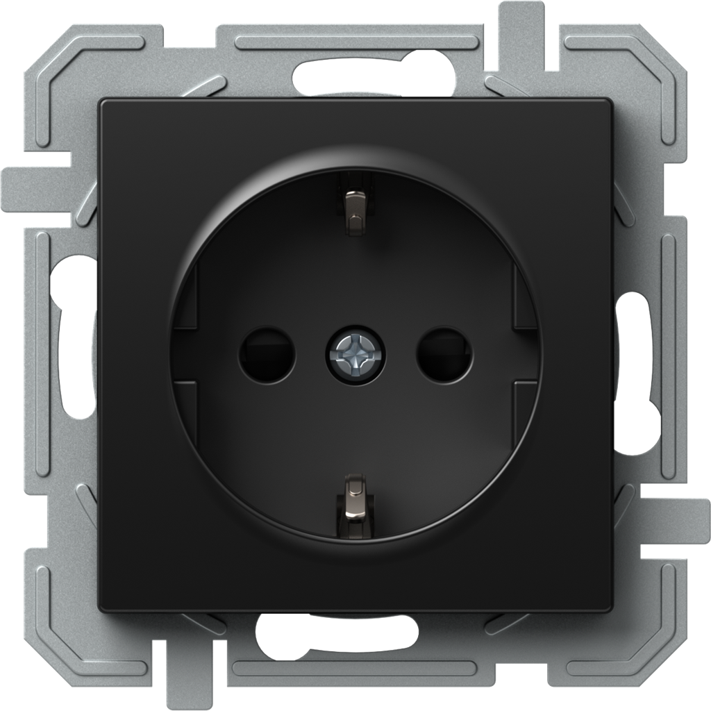 Контакт ШУКО 16 A с детска защита цвят Черен Logiq TEM