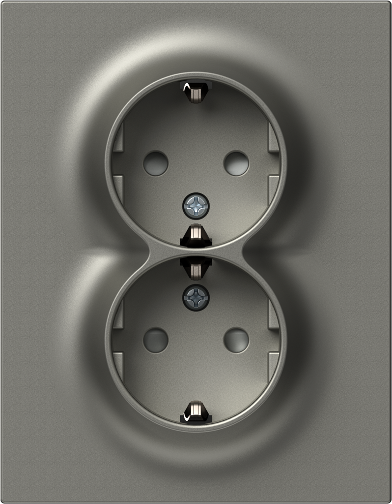 Контакт шуко ДВОЕН 16 A моноблок цвят Титан Logiq TEM