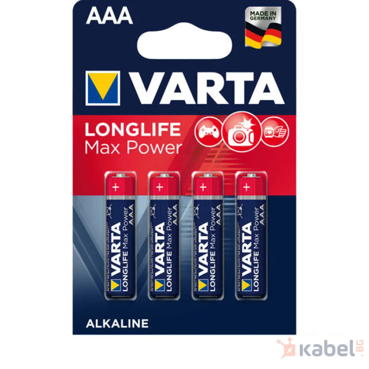 БАТЕРИЯ VARTA LR03 AAA MAX POWER,УСИЛЕНИ АЛКАЛНИ