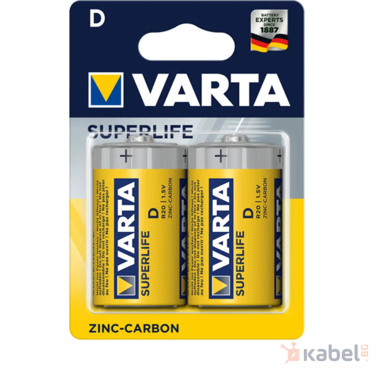 БАТЕРИЯ VARTA R20 D SUPERLIFE ЦИНК