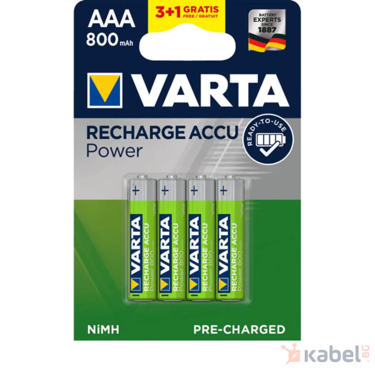 БАТЕРИЯ VARTA ЗАРЯДНА LR03 AAA 800mAh,RECHARGE