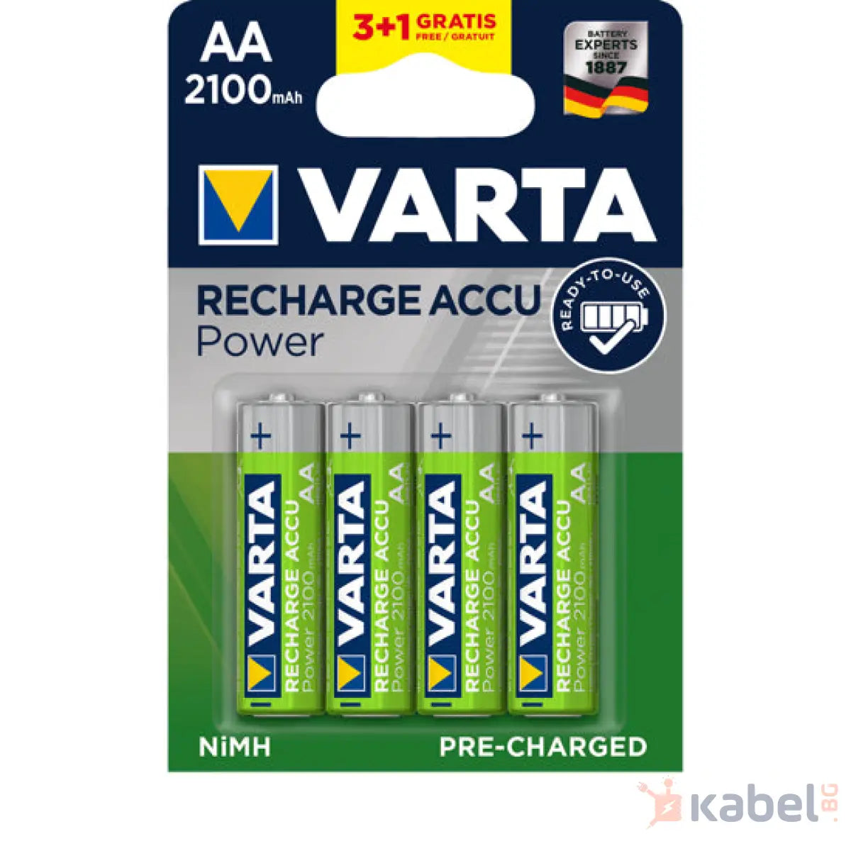 БАТЕРИЯ VARTA ЗАРЯДНА LR6 AA 2100mAh,RECHARGE