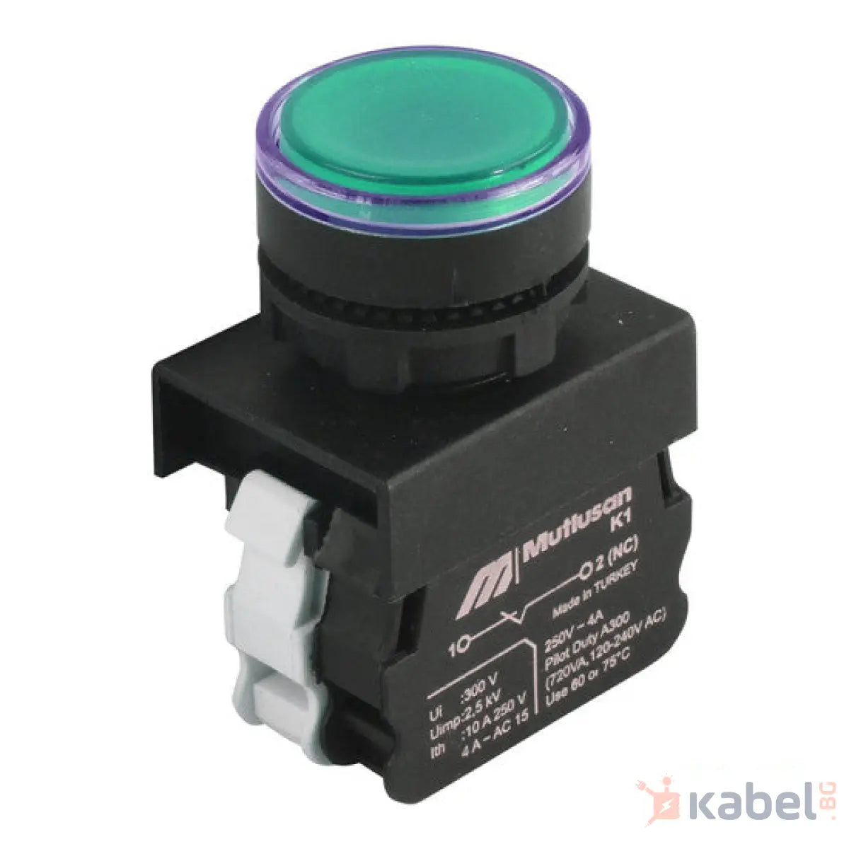 БУТОН СВЕТЕЩ ЗЕЛЕН LED 1NO 220V AC,22mm,MUTLUSAN