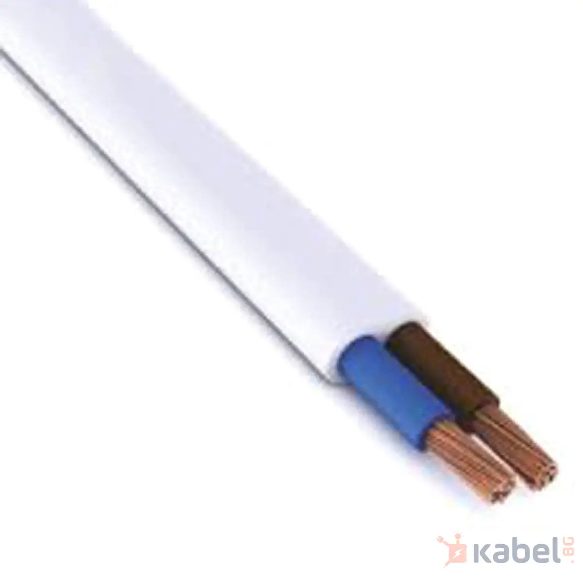 КАБЕЛ H03VVH2-F/ШВПЛ-Б плосък 2Х0.50 БЯЛ 300/300V