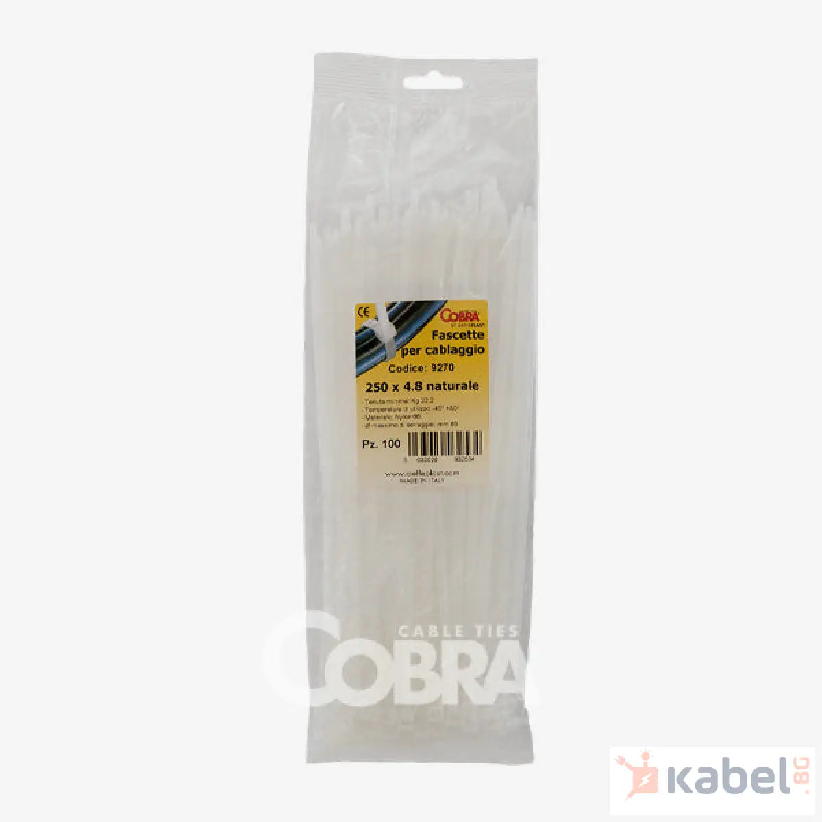 КАБЕЛНА ПРЕВРЪЗКА 250х4.8 БЯЛА 9270