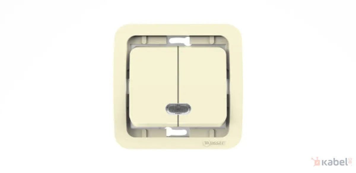 Двоен ел. ключ Крем Бежов схема СХ 5 Скрит - вграден монтаж IP20 сериен 32023 МИМОЗА, МАКЕЛ
