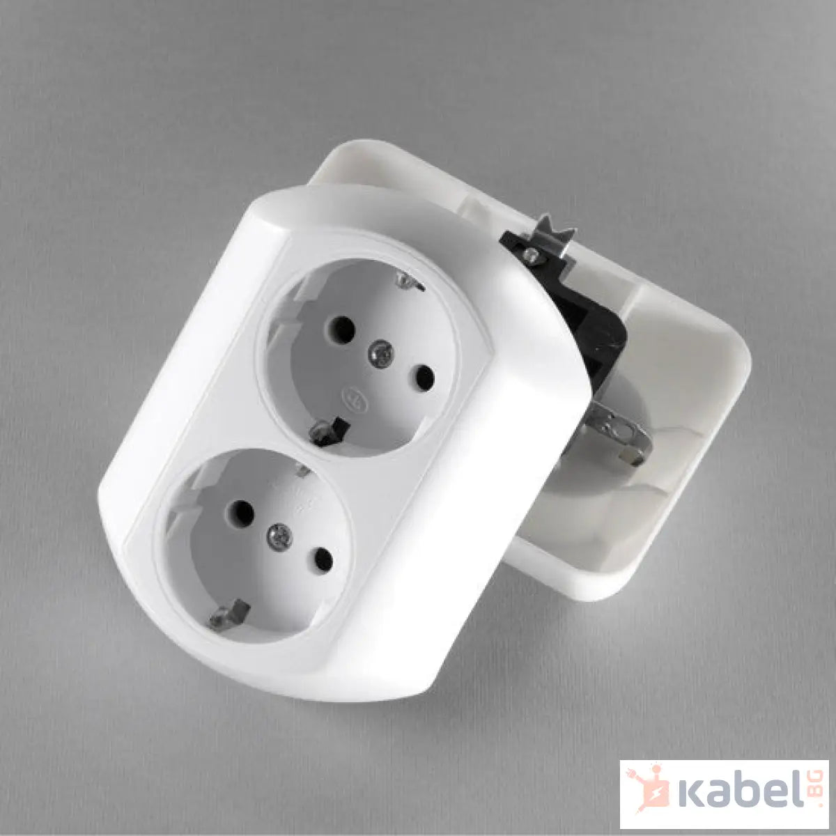 Двоен контакт в една конзола Бял Скрит - вграден монтаж IP20