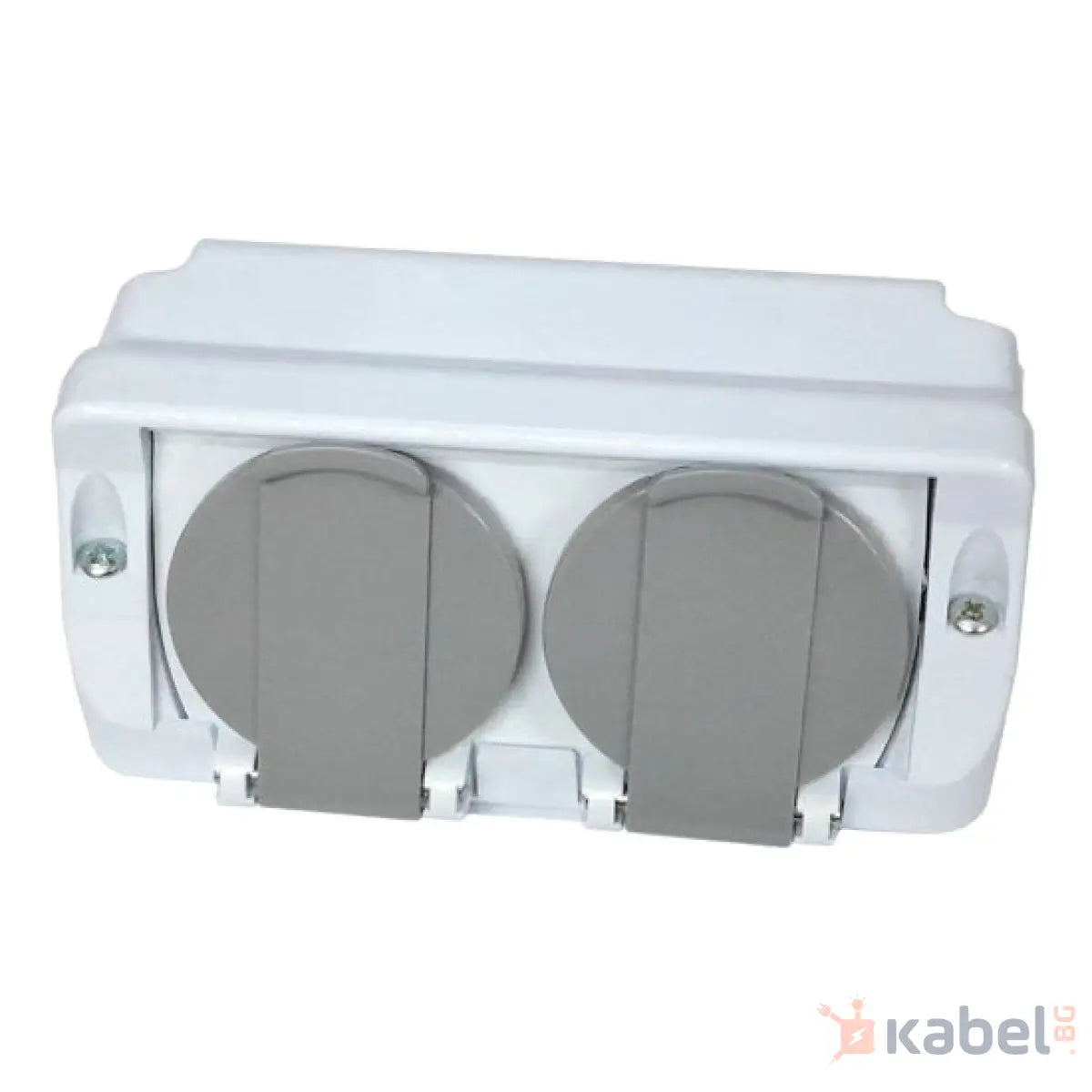 Двоен контакт в една конзола Бял 38А IP44 влагозащитен