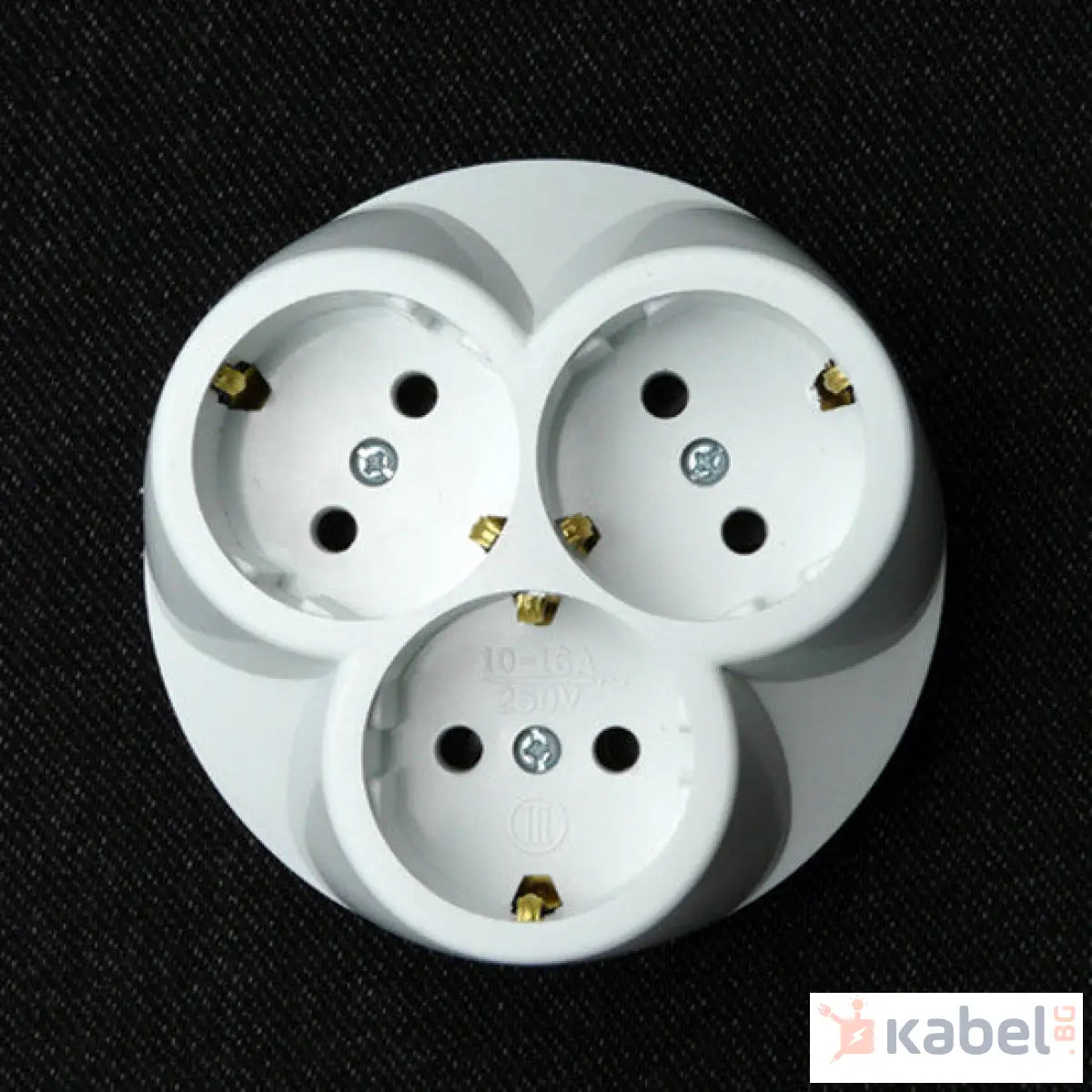 Троен контакт Бял Скрит - вграден монтаж IP20