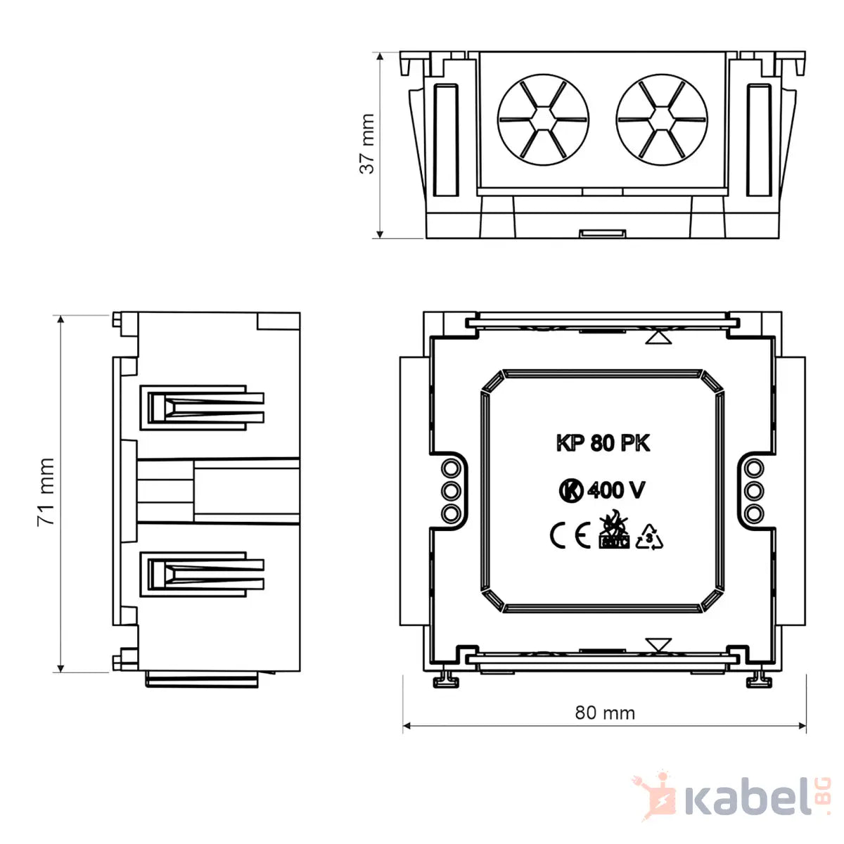 КУТИЯ ЗА УРЕДИ KP80PKHB ЗА КАБЕЛЕН КАНАЛ PK110Х65,