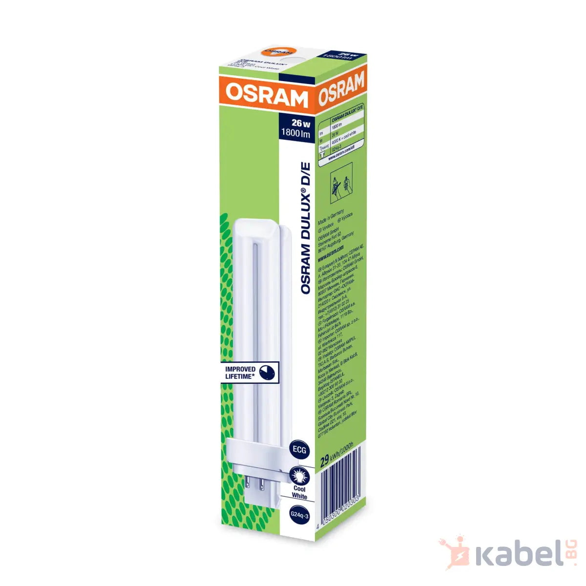 ЛАМПА КОМПАКТНА ЛУМИНИСЦЕНТНА DUL.D/E 26W/840 4000K,1800lm 020303